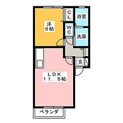 ベルグリーン段之上 1LDKの間取図画像