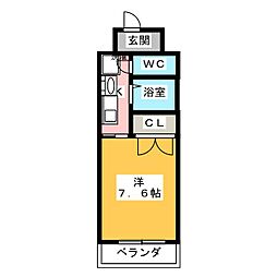 バウスクロス日進竹の山 ワンルームの間取図画像