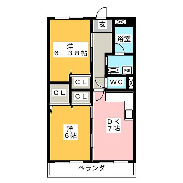 岡部ビル ｜愛知県名古屋市天白区道明町(賃貸マンション2DK・2階・53.53㎡)の写真 その2