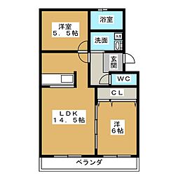 グリーンハイツ石薬師ビル 2LDKの間取図画像