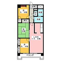 シティ・ライフ植田西  ｜ 愛知県名古屋市天白区植田西２丁目（賃貸マンション3LDK・4階・69.78㎡） その2