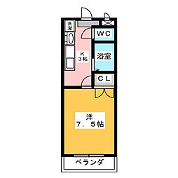プログレッソ塩釜 1Kの間取図画像