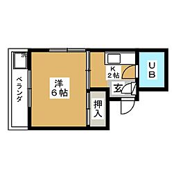 コーポ大橋 1Kの間取図画像