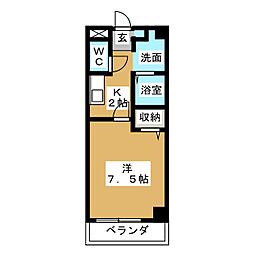 アフロディテ元八事 1Kの間取図画像