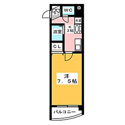 マンションリバーサイド 1Kの間取図画像