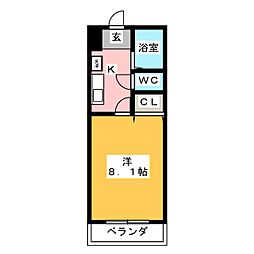 フローリィ麗 1Kの間取図画像