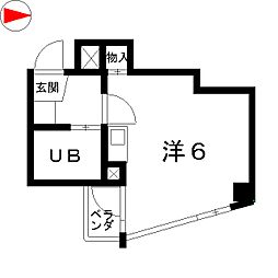 カルダモモ八事タワー ワンルームの間取図画像