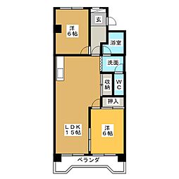 コーポナリタ 2LDKの間取図画像