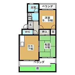 松栄マンション 2DKの間取図画像