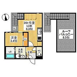GRANDTIC塩釜口 1LDKの間取図画像