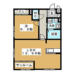 御幸山ハイドパーク 1LDKの間取図画像