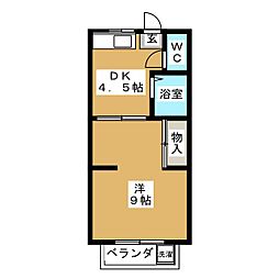 ラ・フォーレ葵 1DKの間取図画像