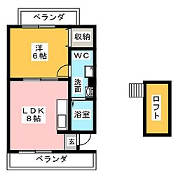 アビタシオン島田 1LDKの間取図画像