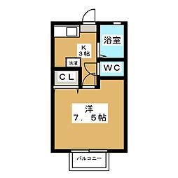 BELLAIRANNEX 1Kの間取図画像