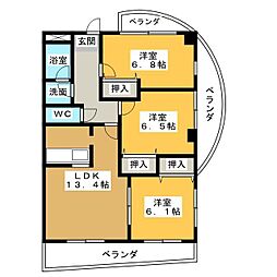 ファミーユ植田東 3LDKの間取図画像