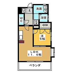 ミレニアム 1LDKの間取図画像