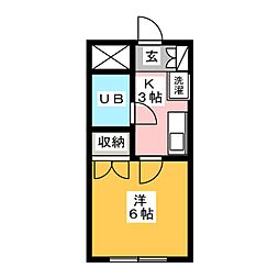 あさみビル 1Kの間取図画像