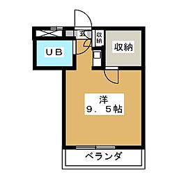 名豊元八事二番館 ワンルームの間取図画像