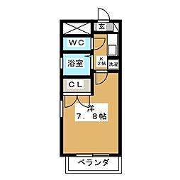 リヴィエール元八事 1Kの間取図画像
