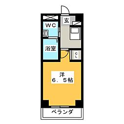 八事ガーデンヒルズ西館 ワンルームの間取図画像