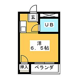 ユニバーサル島田 ワンルームの間取図画像