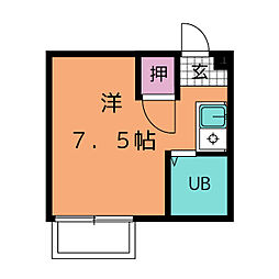 ユニバーサル島田 ワンルームの間取図画像