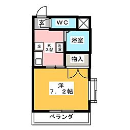 ラハイナハイツパート3 1Kの間取図画像
