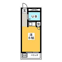 ハートイン元八事 ワンルームの間取図画像