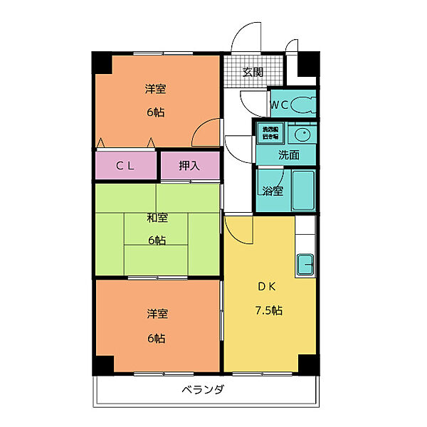 ハースヒルズ赤池II ｜愛知県日進市赤池１丁目(賃貸マンション3DK・3階・57.60㎡)の写真 その2