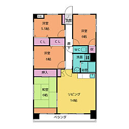 ヴィアーレマルフク南館 11階3SLDKの間取り
