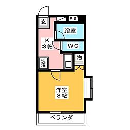 オリオンハイツ 1Kの間取図画像