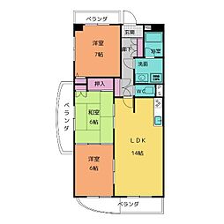 ヒルズ丸和 3LDKの間取図画像