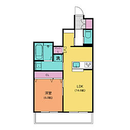 メゾン天白公園東Ｅ 3階1LDKの間取り