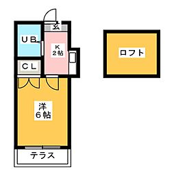 レオパレス植田第2 1Kの間取図画像