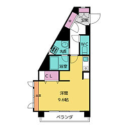 アブレスト原 9階1Kの間取り