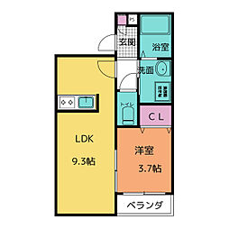 Ｅｍｂｅｌｌｉｒ　Ｔｒｏｉｓ（アンベリールトロワ） 3階1LDKの間取り