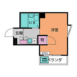 プレアール名古屋原 ワンルームの間取図画像