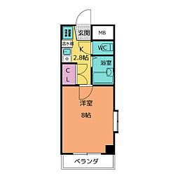 ラ・メゾン・メルヴェイユ 1Kの間取図画像