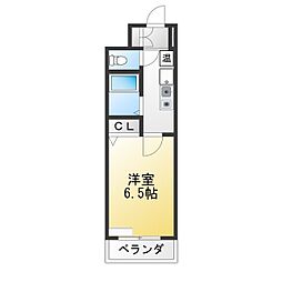 天白ハウスK2 ワンルームの間取図画像