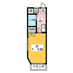ドエル植田南 ワンルームの間取図画像