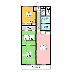 ニューコーポ植田2 3LDKの間取図画像
