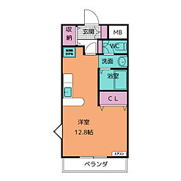 シャルムMIE ワンルームの間取図画像