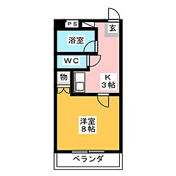 オリオンハイツ 1Kの間取図画像