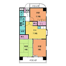 エスポワール17 3DKの間取図画像