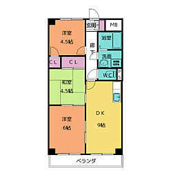 サンテラス近藤 3DKの間取図画像