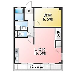 ラフィーネカニエ 1LDKの間取図画像