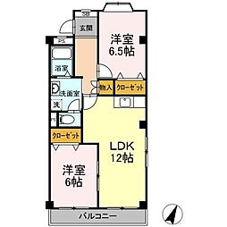シャトー原市 2LDKの間取図画像