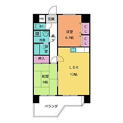 リーブル原2 2LDKの間取図画像