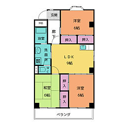 サンパーク中平 3LDKの間取図画像