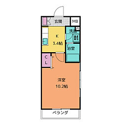 立華苑 1Kの間取図画像